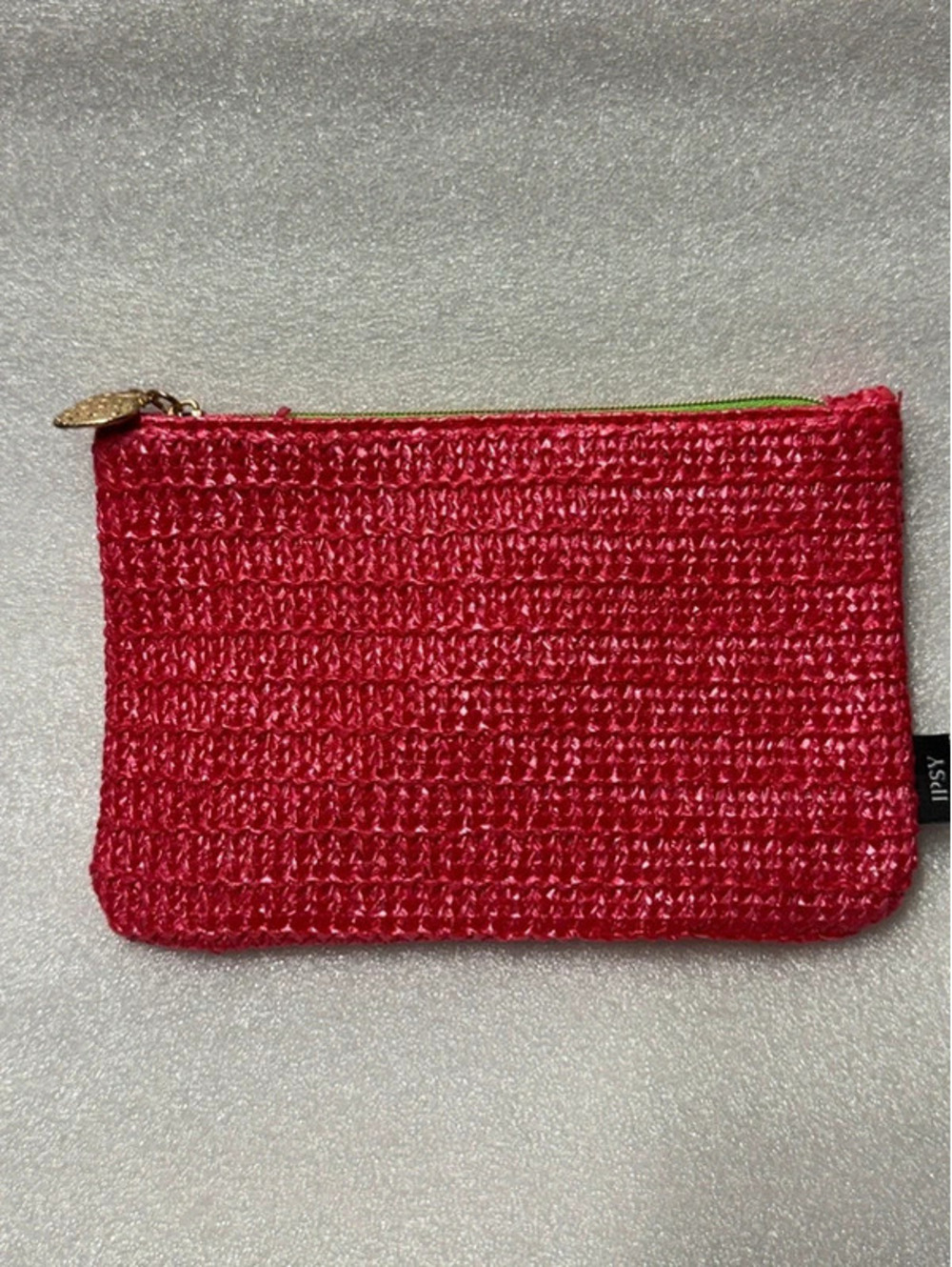 Ipsy Pink Glam Bag Pouch Strawberry Zipper Pull Charm